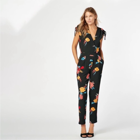 JustFab Pants - NWT JustFab Floral Pant Jumpsuit Black